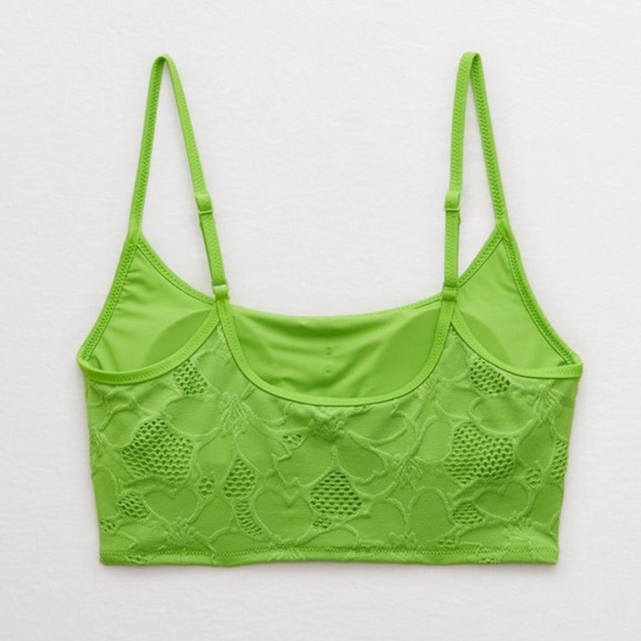 NWT aerie jacquard lime green bikini / mid rise tankini TOP - XL - Picture 15 of 16